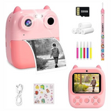 D8S CHILDRENS TIME FRONT BACK REAR HD DIGITAL THERMAL PRINT CAMERA 1080P 48MP Pink